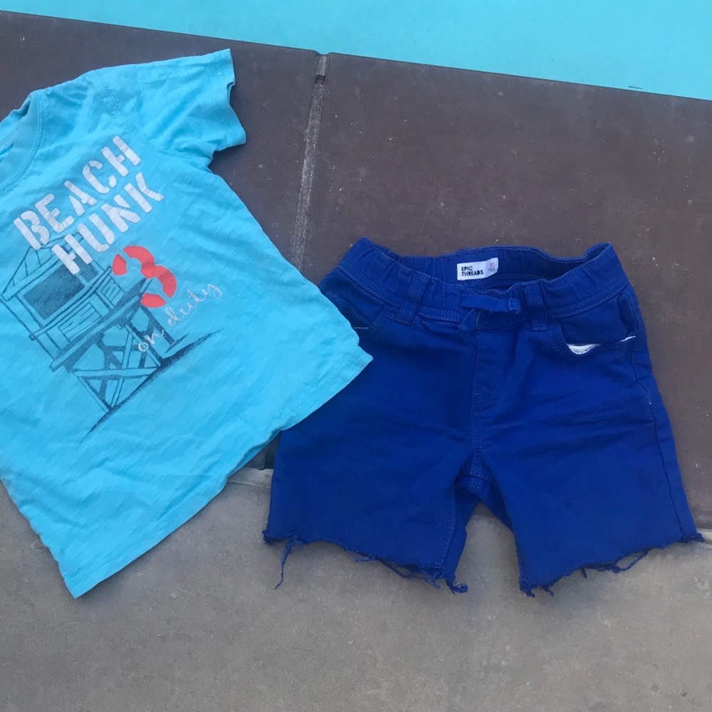 Macys Denim jean shorts cutoff ripped style blue